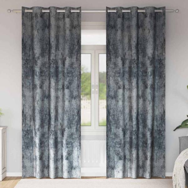 ARDEBO.de - Samtvorhänge 2 Stk mit Ösen Silbergrau 225x140 cm