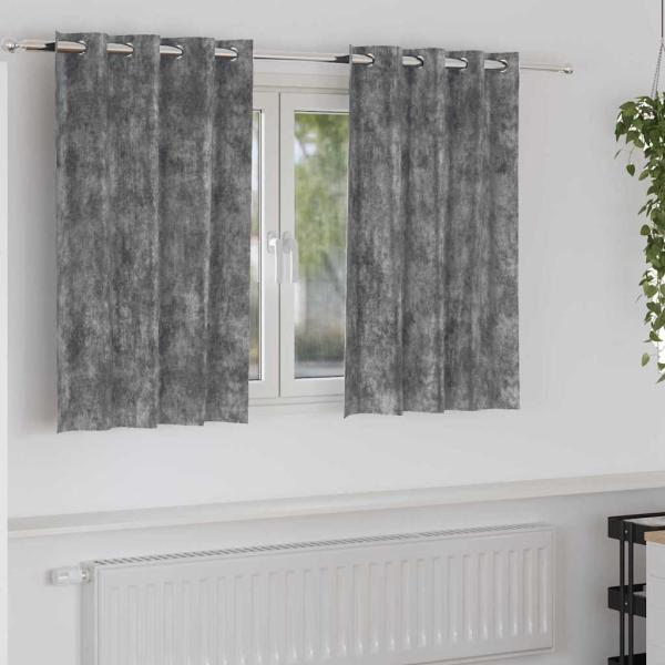 ARDEBO.de - Samtgardinen 2 Stück mit Ösen Grau 140x140 cm
