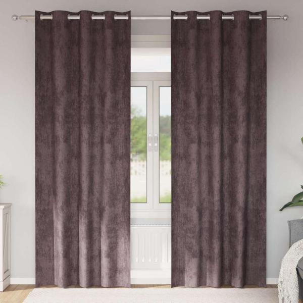 ARDEBO.de - Braune Samtvorhänge 2 Teile mit Ösen 245x140 cm