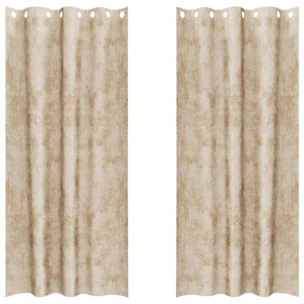 Velvet Vorhänge 2 Stck mit Ösen Creme 245x140 cm
