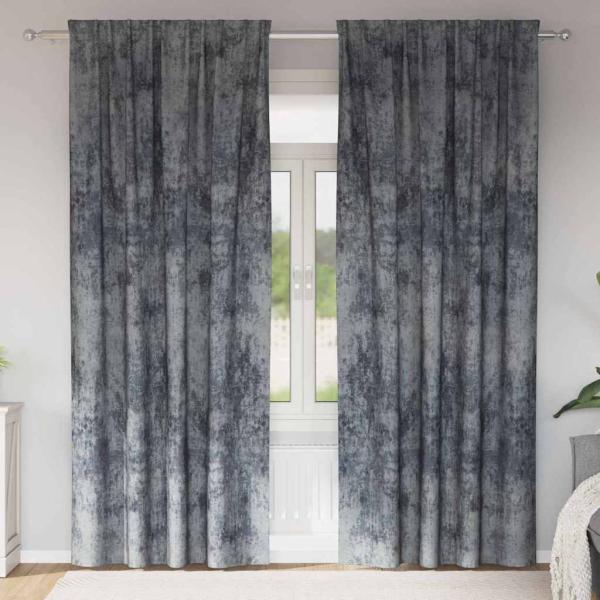 ARDEBO.de - Samtkurzen 2 Stk mit Stangentaschen Silbergrau 245x140 cm