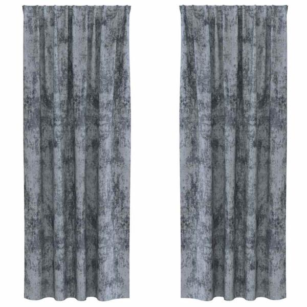 Samtkurzen 2 Stk mit Stangentaschen Silbergrau 245x140 cm