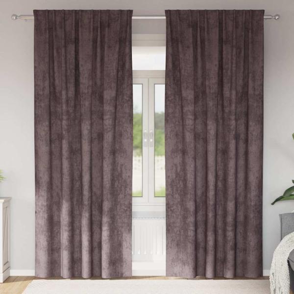 ARDEBO.de - Samtvorhänge 2 Stück mit Ösen Braun 260x140 cm