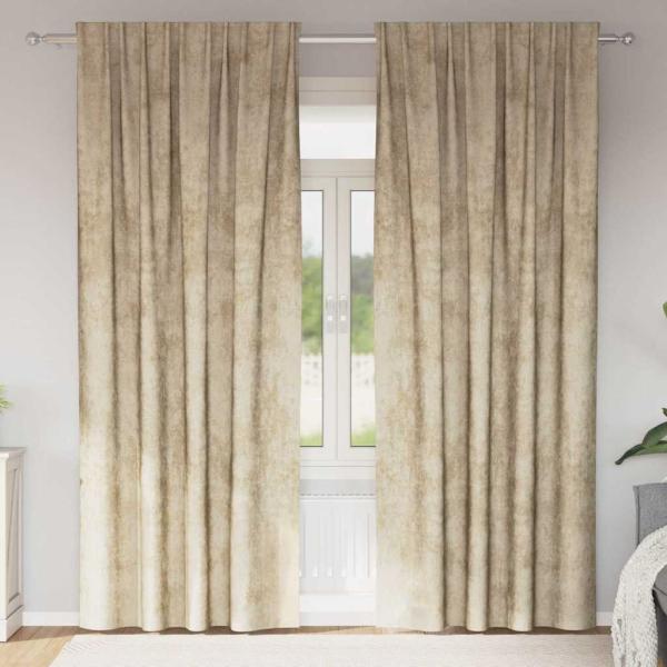 ARDEBO.de - Samtvorhänge 2 Stück mit Ösen Creme 260x140 cm
