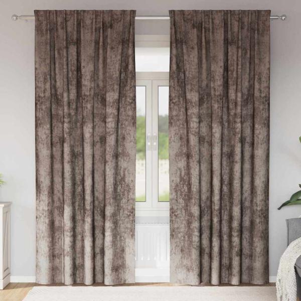 ARDEBO.de - Samtvorhänge 2 Stk. mit Ösen Cappuccino 225x140 cm