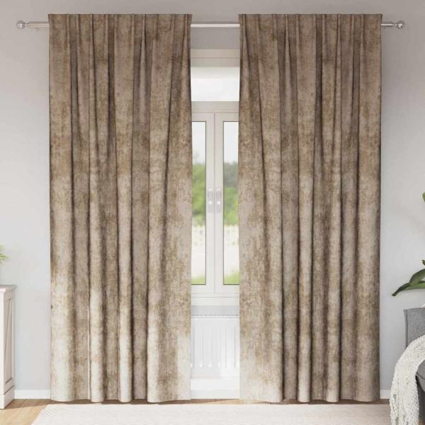 ARDEBO.de - Samtvorhänge 2 Stk mit Ösen Champagner 245x140 cm