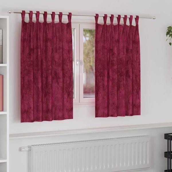 ARDEBO.de - Samtvorhänge Weinrot Polyester 140 x 140 cm Dekorative Intarsien