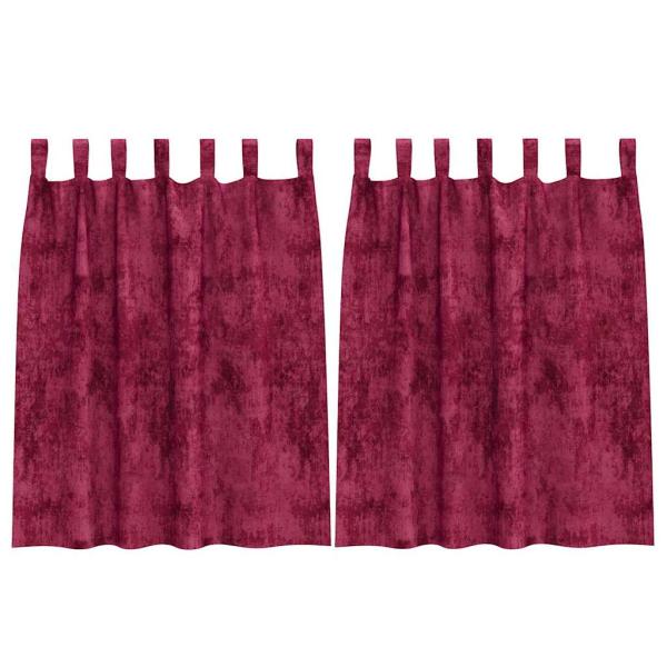 Samtvorhänge Weinrot Polyester 140 x 140 cm Dekorative Intarsien