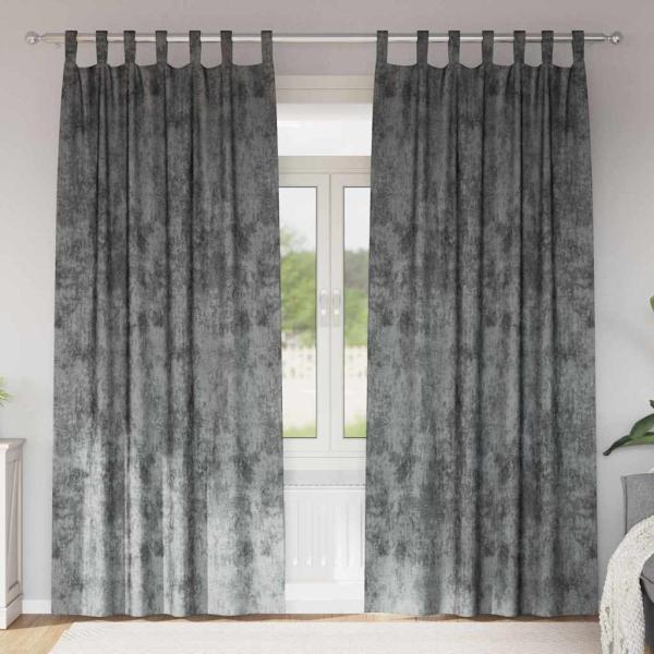 ARDEBO.de - Samtvorhänge 2 Stück mit Ösen Grau 260x140 cm