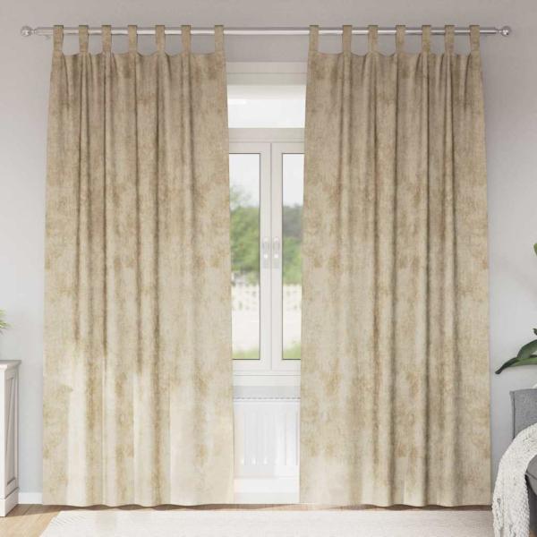 ARDEBO.de - Veloursvorhänge 2 Stück mit Ösen Creme 225x140 cm