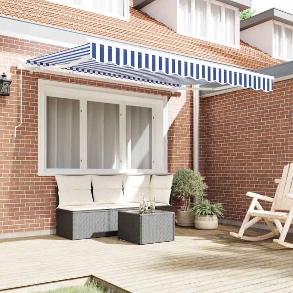 Ersatzstoff für Markisen für einen Rahmen von 3,5 m x 2 m in Blau und Weiß
