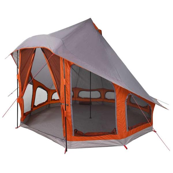 Familienzelt Tipi Grau und Orange für 6 Personen, wasserdicht