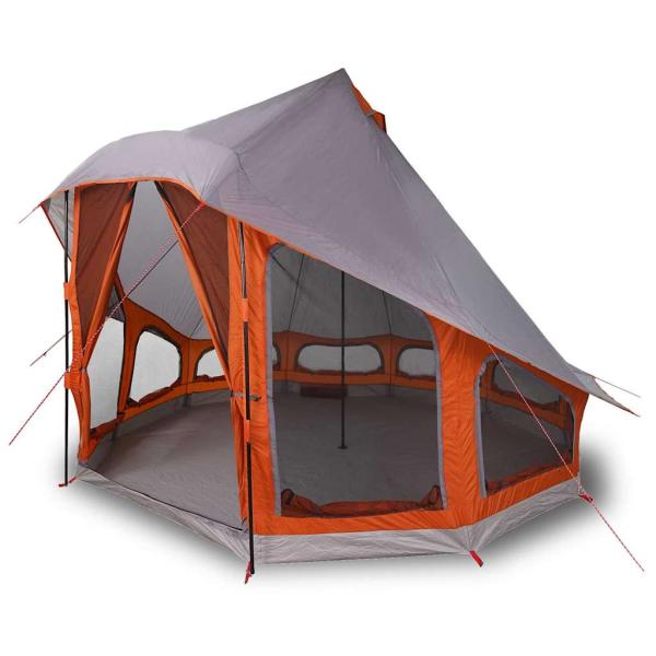 Familienzelt Tipi Grau und Orange für 6 Personen, wasserdicht