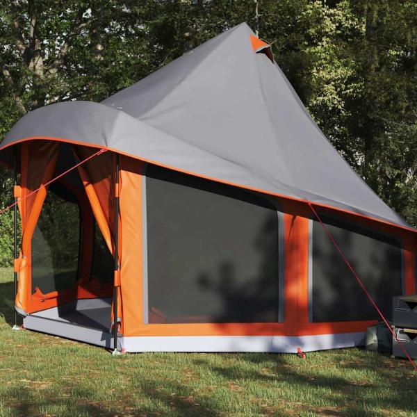 Familienzelt Tipi Grau und Orange für 6 Personen, wasserdicht