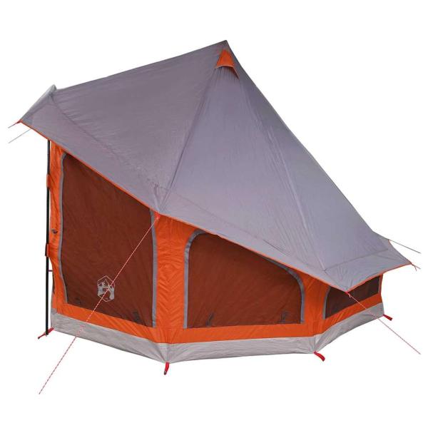 Familienzelt Tipi Grau und Orange für 6 Personen, wasserdicht