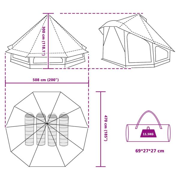 Tipi Zelt mit Dach Grau und Orange 508 x 470 x 300 cm Taft