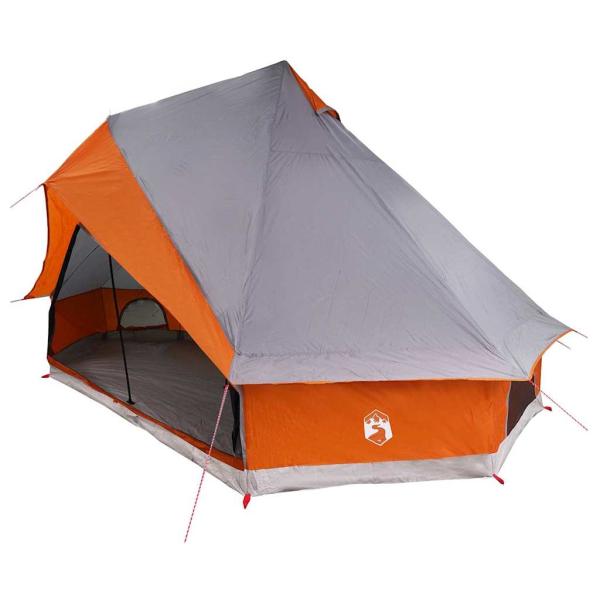 Familienzelt Tipi Grau und Orange 8-Personen Wasserdicht