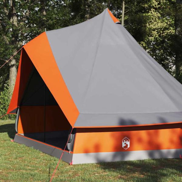 Familienzelt Tipi Grau und Orange 8-Personen Wasserdicht