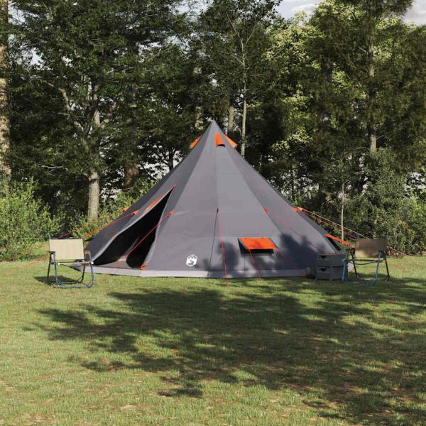 ARDEBO.de - Familienzelt Tipi Grau und Orange für 12 Personen, wasserdicht