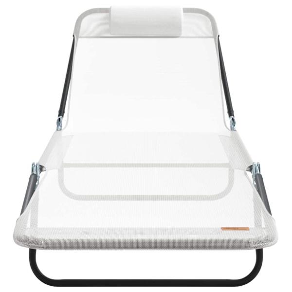 Klappbare Sonnenliege mit Kopfstütze Creme Textilene