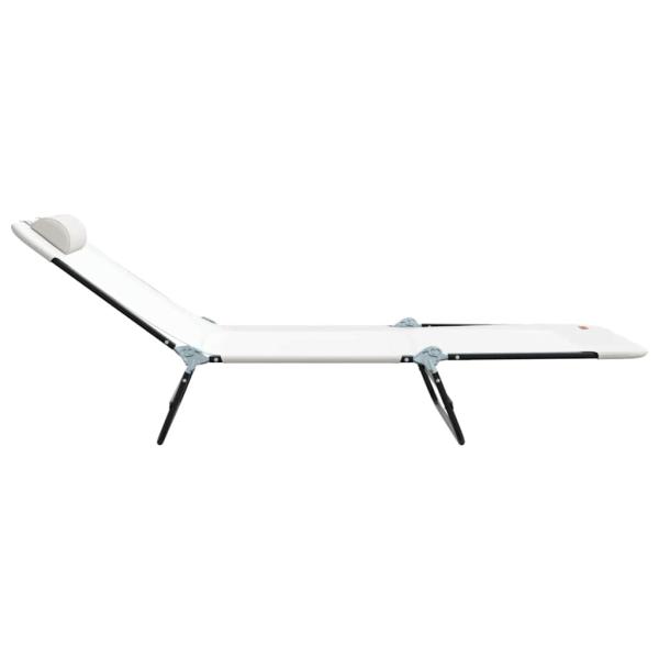 Klappbare Sonnenliege mit Kopfstütze Creme Textilene