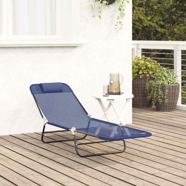 Faltbare Sonnenliege mit Kopfstütze Marine Textilene