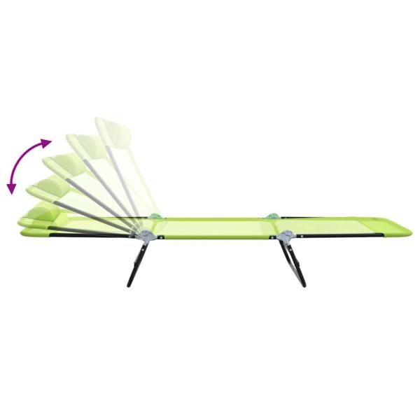 Klappbare Sonnenliege mit Kopfstütze grün Textilene