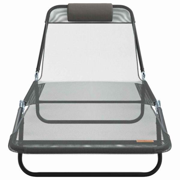 Faltbare Sonnenliege mit Kopfstütze Grau Textilene