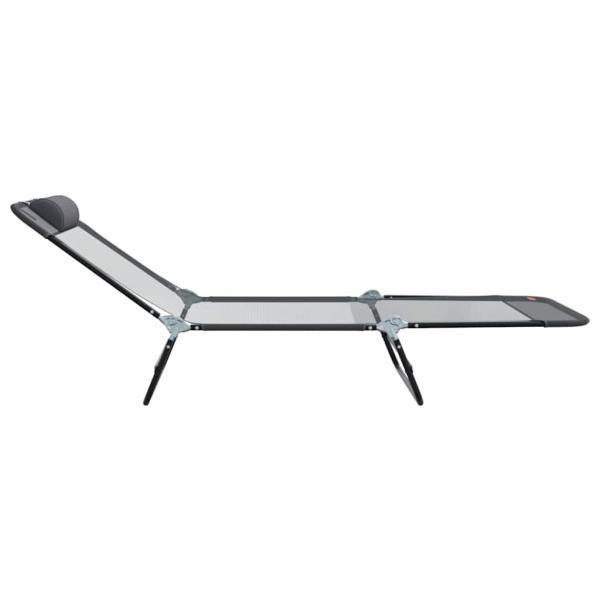 Faltbare Sonnenliege mit Kopfstütze Grau Textilene