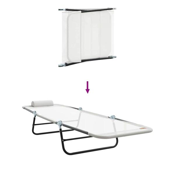 Klappbare Sonnenliegen 2 Stück mit Kopfstütze Creme Textilene