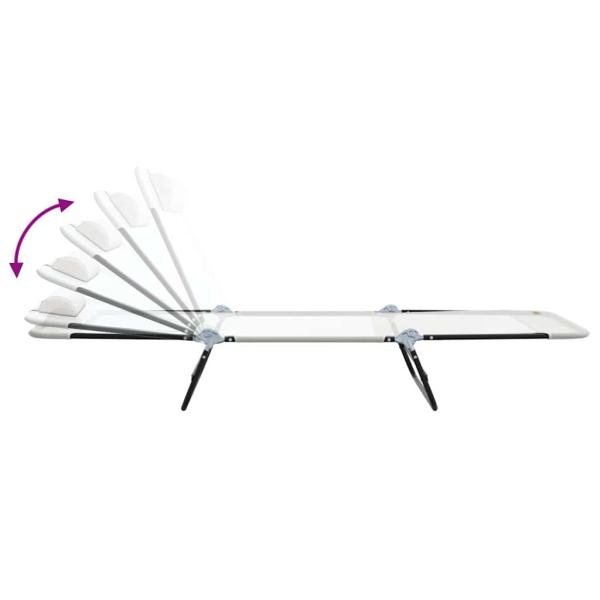 Klappbare Sonnenliegen 2 Stück mit Kopfstütze Creme Textilene