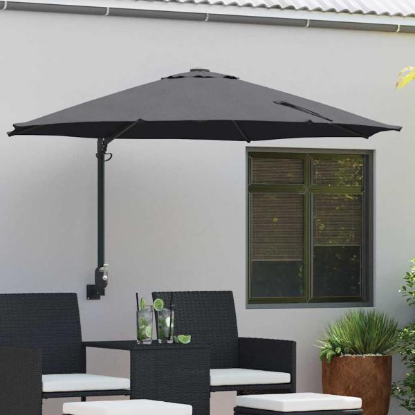 ARDEBO.de - Patio-Regenschirm Anthrazit Pulverbeschichteter Stahl, Polyester