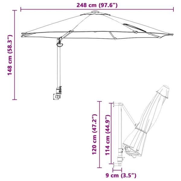 Patio-Regenschirm Anthrazit Pulverbeschichteter Stahl, Polyester