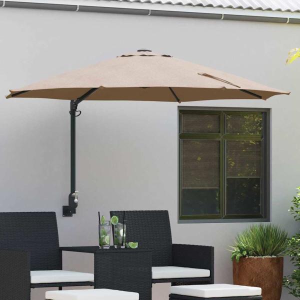 ARDEBO.de - Patio Schirm Taupe Polyester Groß Faltbar Patio Schirm Rund