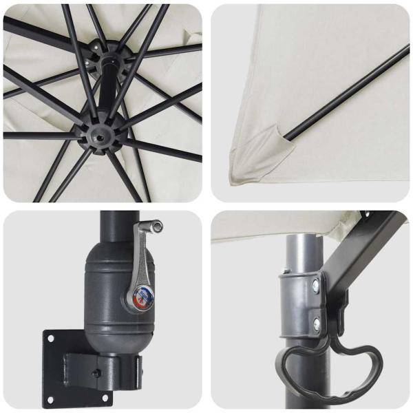 Terrassenumbrella Sand Polyester, Aluminium Groß Faltbar