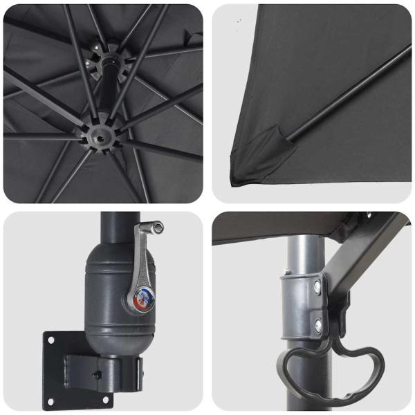 Outdoor-Schirm Anthrazit Polyester, pulverbeschichteter Stahl Groß