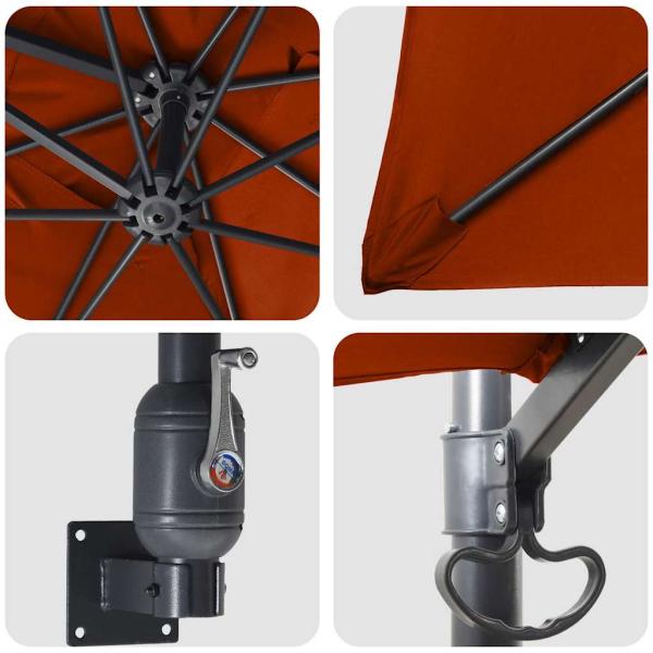 Freischwingender Schirm Terrakotta Polyester Groß Kippbar