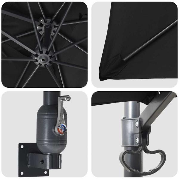 Terrassenschirm Schwarz Polyester, Stahl Groß Kippbar