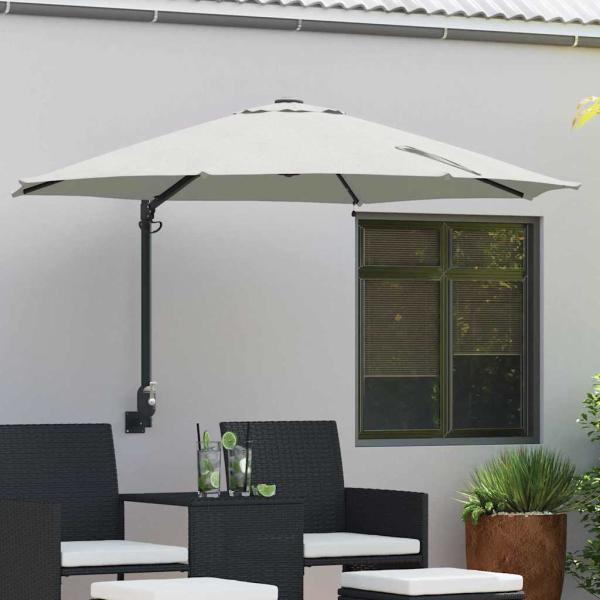 ARDEBO.de - Wandmontierter Gartenparasol mit LEDs Sand 248 cm