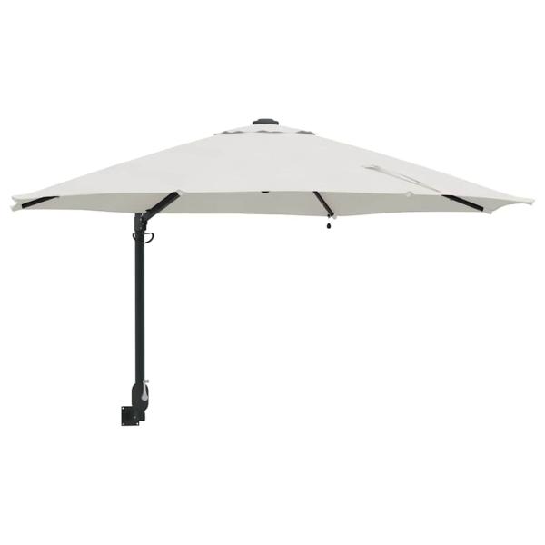 Wandmontierter Gartenparasol mit LEDs Sand 248 cm