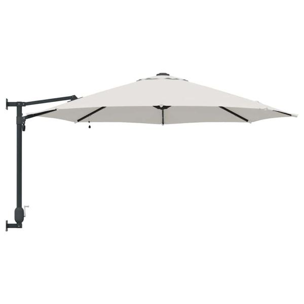 Wandmontierter Gartenparasol mit LEDs Sand 248 cm