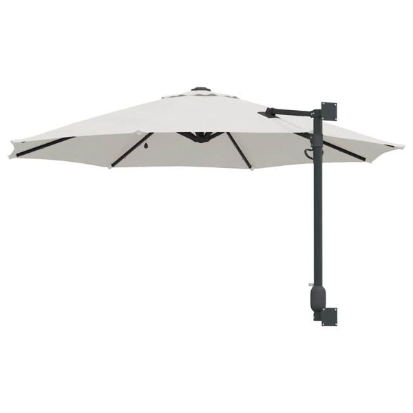 Wandmontierter Gartenparasol mit LEDs Sand 248 cm