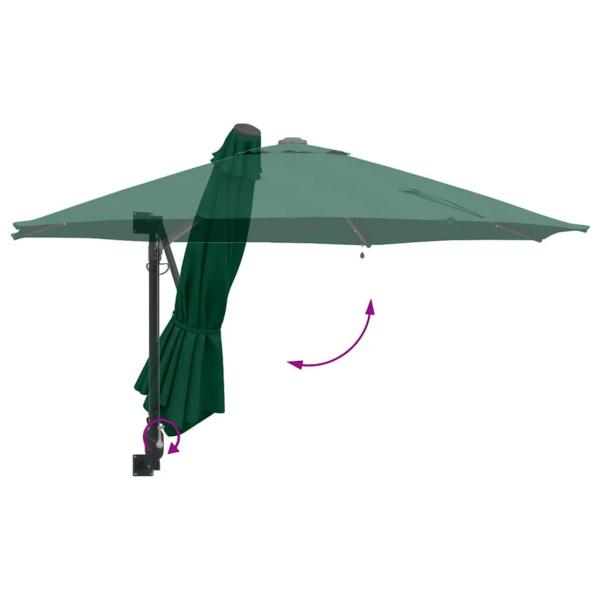 Wandmontierter Gartenparasol mit LEDs Grün 248 cm