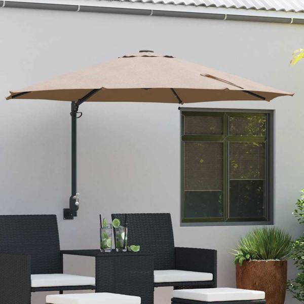 ARDEBO.de - Wandmontierter Gartenschirm mit LED Taupe 248 cm