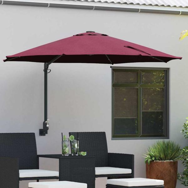 ARDEBO.de - Wandmontierter Gartenparasol mit LEDs Bordeaux rot 248 cm