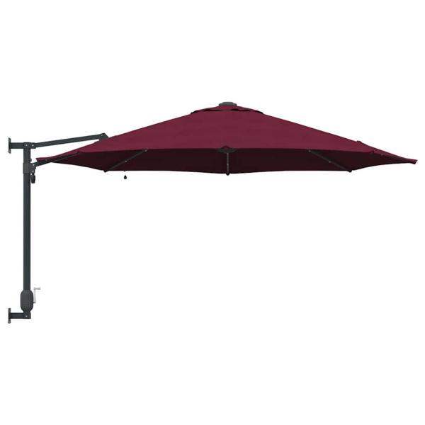Wandmontierter Gartenparasol mit LEDs Bordeaux rot 248 cm