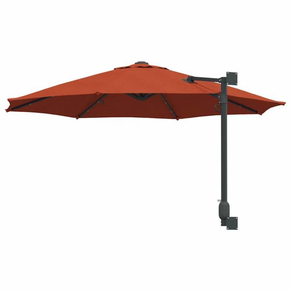Wandgartenparasol mit LEDs Terrakotta 248 cm