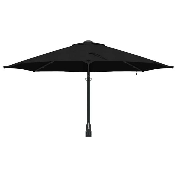 Wandmontierter Gartenparasol mit LEDs Schwarz 248 cm