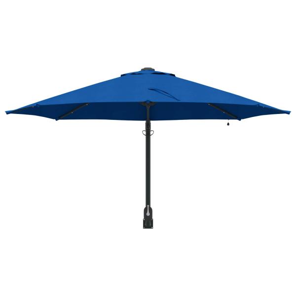 Wandmontierter Gartenparasol mit LEDs Azurblau 248 cm