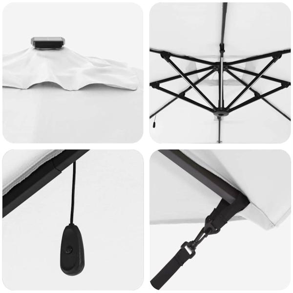 Freischwingender Roma-Sonnenschirm mit LEDs Sand 286x285x270 cm Aluminium